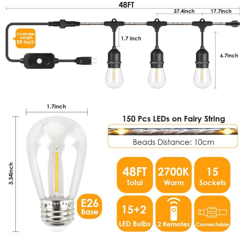 Connectable E27 S14 Bulb Outdoor LED String Light for Wedding