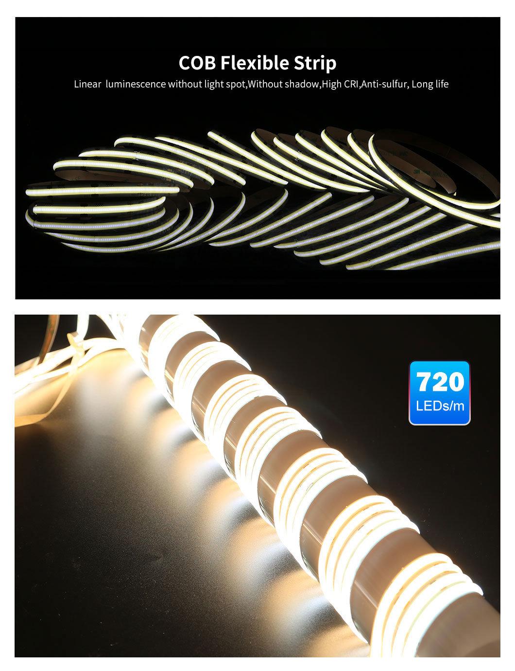 720 LEDs 10mm DC24V COB Single Color LED Strip Lights High CRI90 Warm White 2700K Linear Lighting Strip Flexible LED Strip