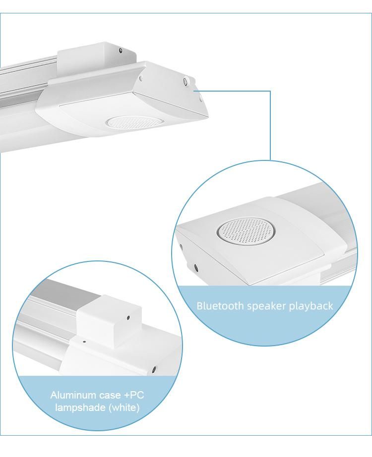 APP Control 230V 1.2m Bluetooth Speaker LED Shop Light