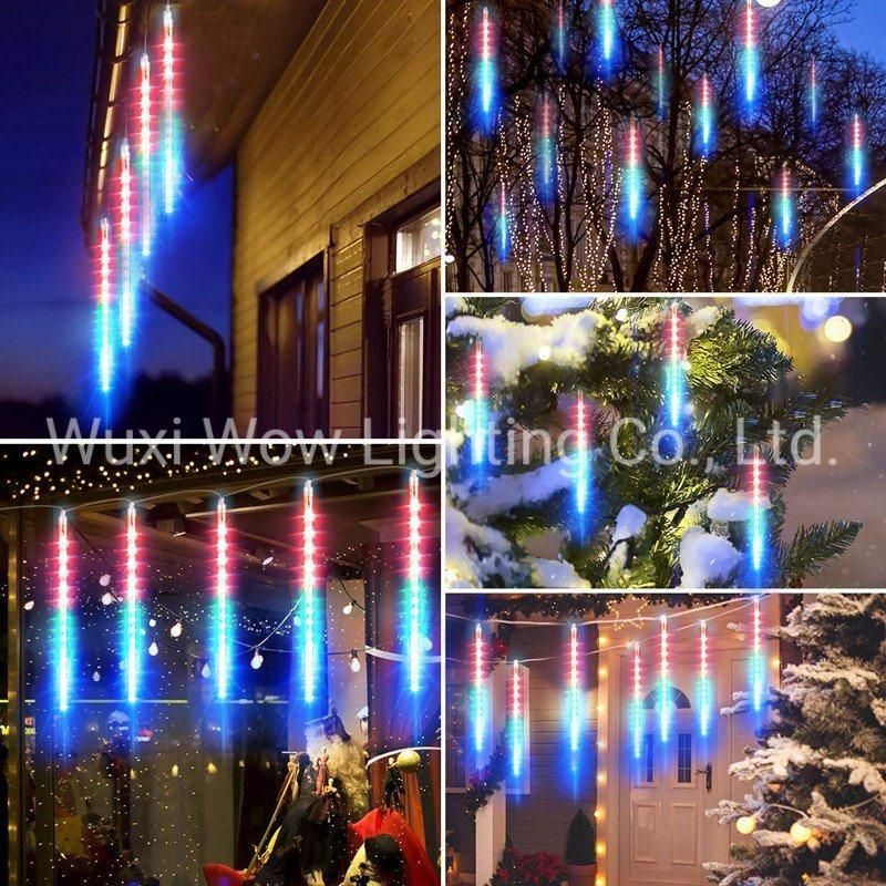 10PCS LED Meteor Shower Light 50cm 360 Falling Rain Lights Raindrop Strip Lights Cascading Lights Icicle Snow Falling Drop Light for Mother′s Day Xmas Trees