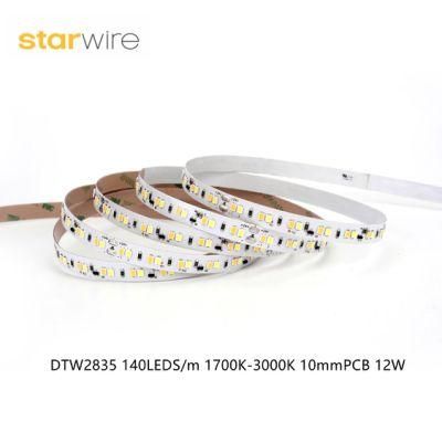 Dtw2835 140LED/M 1700K+3000K 12W 10mmpcb LED Strips
