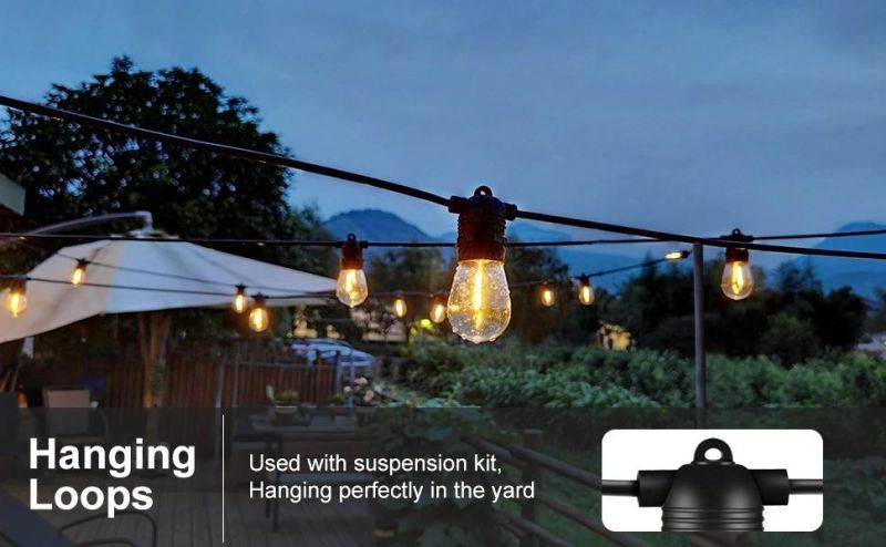 48FT Solar String Lights Outdoor - Shatterproof Vintage Edison Bulbs