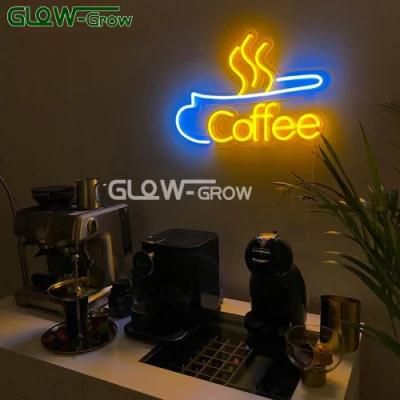 CE RoHS Coffee LED Advertising Sign Silicone Neon Flex Light with 5V USB &amp; Dimmer