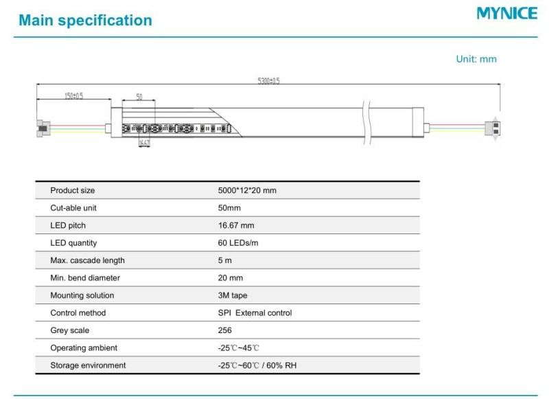 Color Chasing Addressable Spi 5050 RGB DC12/24V Linear LED Neon Strip with Stable Signal for Decoration