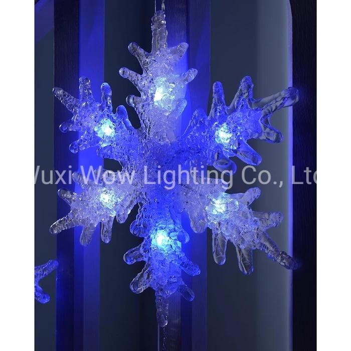 Multi Function Snowflake Curtain Light with 48 LED Blue / White