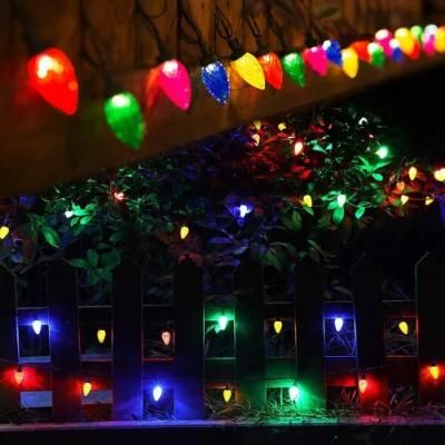 Outdoor Christmas Lights, C9 20LEDs Fairy String Multicoloured Waterproof Strawberry Lights, Christmas Tree Lights for Wall, Party, Wedding Decor