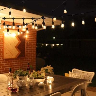 2700K Warm White IP65 Waterproof LED Outdoor String Lights - Hanging 2W Vintage Edison Bulbs