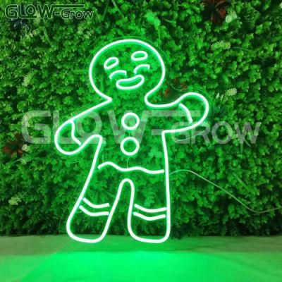 14.10&prime; &prime; X 20&prime; &prime; Waterproof Green Snowman Gingerbread Man LED Custom Neon Sign for Christmas Ornament Xmas Home Decoration