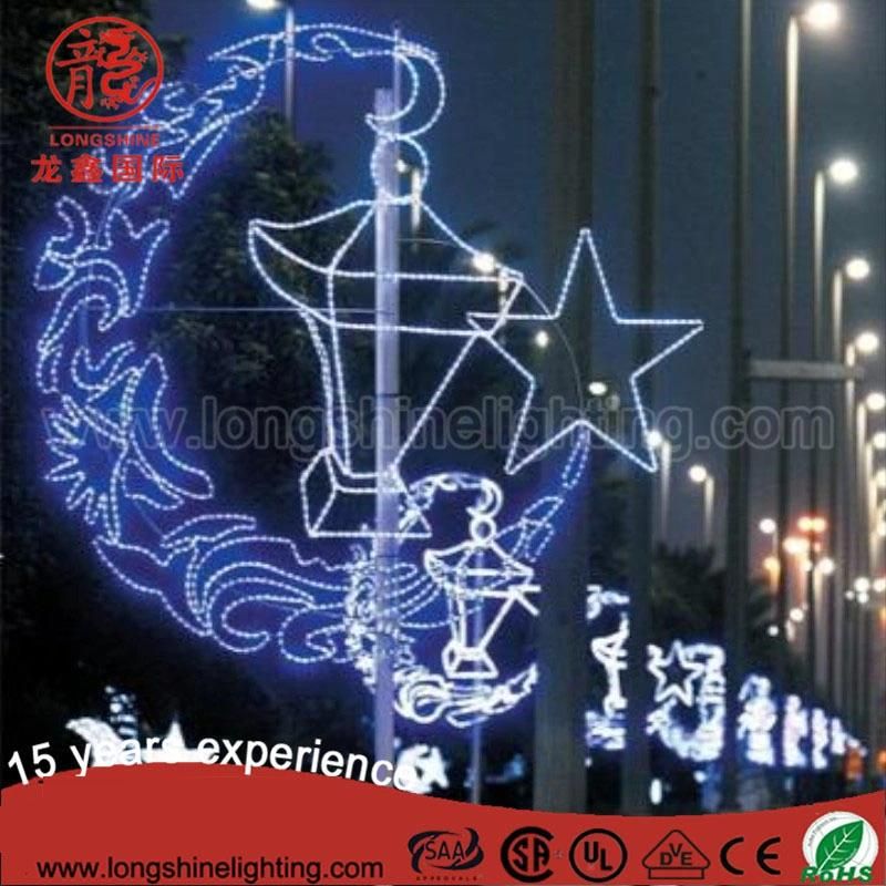 Outdoor LED Star Moon Light Ramadan Pole Street Light Decoration