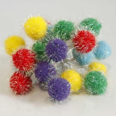 Colorful Holiday Christmas Decoration Light Fairy Woolen Ball String Lights