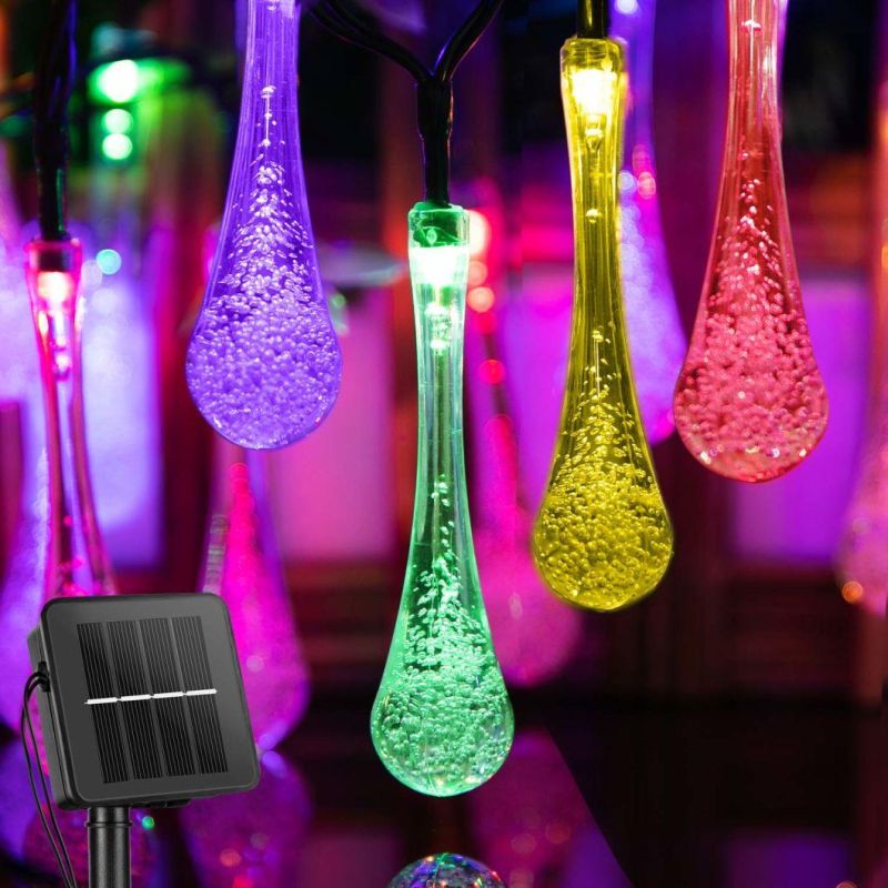 LED Outdoor Water Drops Solar Lamp String Lights for Christmas