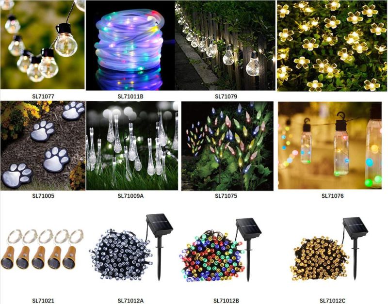 Solar Flower String Lights 22FT 50 LED Cherry Blossoms String Lights Outdoor Waterproof Solar Powered Fairy Lights Warm White for Outdoor, Garden, Patio
