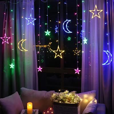 Moon Star Lamp LED Curtain String Ins Neon Lantern Christmas Light