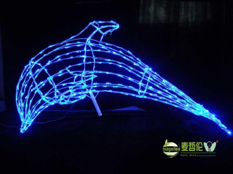 Commercial LED Outdoor Christmas Motif Street Decoration Pole Light Dolphin