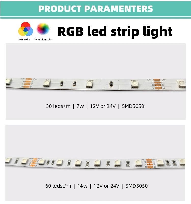 High Quality Smart Flexible 5050 RGB LED Strip Light with Tuya Alexa Home APP WiFi Bluetooth Music Sync 12V Sound Remote Control