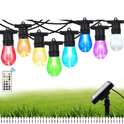 RGB Solar String Lights Outdoor Patio Lights with Remotes S14 Shatterproof LED Bulbs