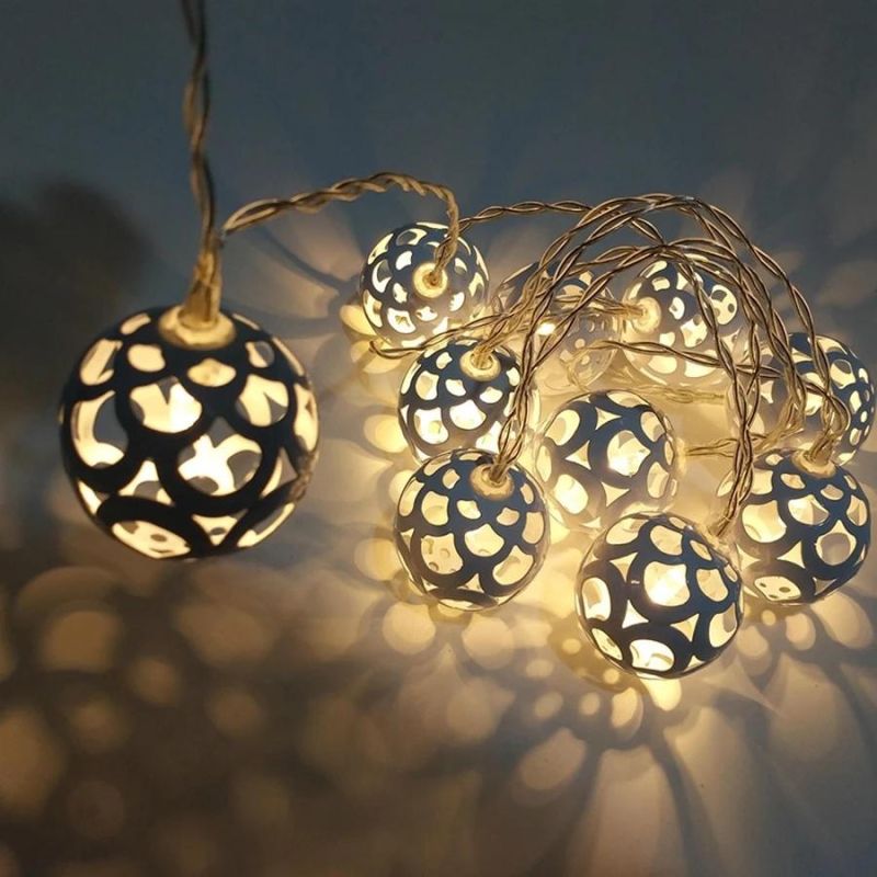 Metal Iron Hollow Ball LED String Fairy Light 1.5m 10 LED Globe Christmas Party Wedding Garland Fairy Light