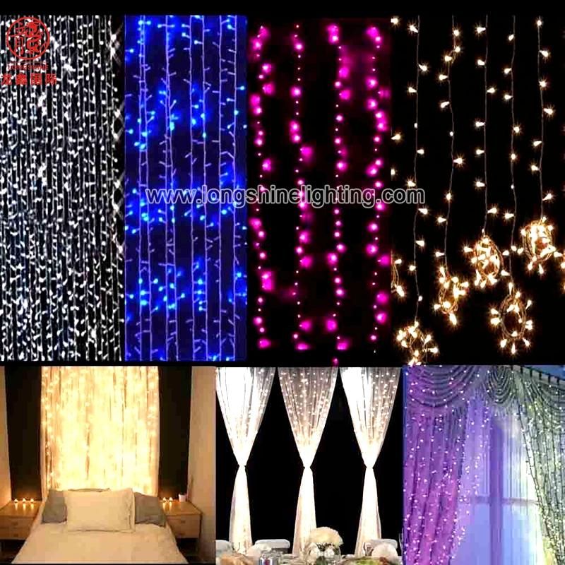 LED Safety Outdoor Indoor Fairy Decoration Christmas Curtain String Light