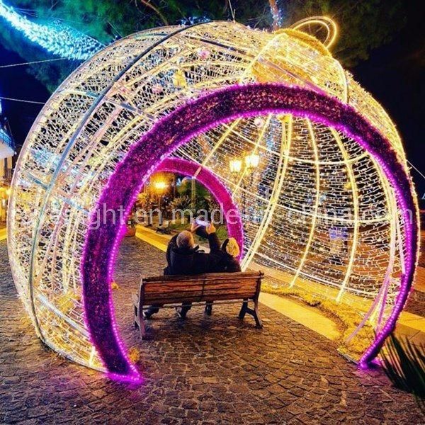 Customized 24FT Mall LED Motif Ball Lighting Outdoor Christmas Decoration