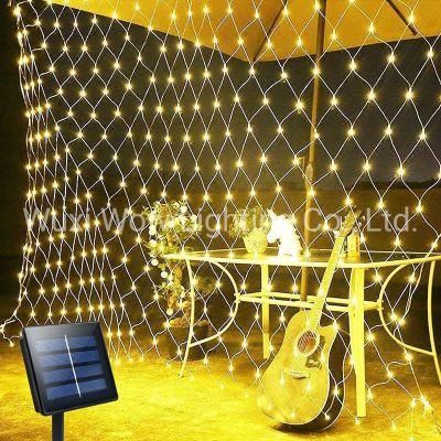 3m X 2m Solar Net Lights Outdoor - 200 LED Solar Fairy Lights Waterproof Garden Lights Auto on/off Curtain String Light