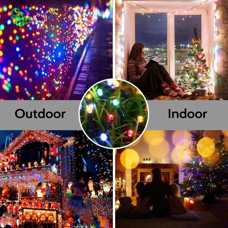 72FT 200 LED 8 Modes Solar String Lights Solar Powered Christmas Lights 200 LED Holiday Solar String Lights Outdoor Solar Christmas Decoration LED String Light