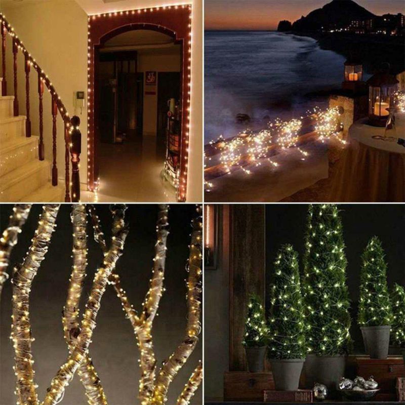 8 Modes 100/200/400 LED Solar Copper Wire String Lights for The New Year Christmas Party Decoration 10m/20m/400m