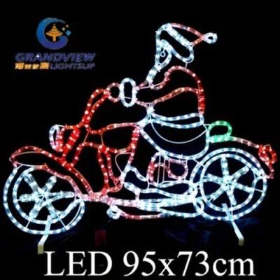 95X73cm Medium Santa Riding Motorcycle LED Motif Rope