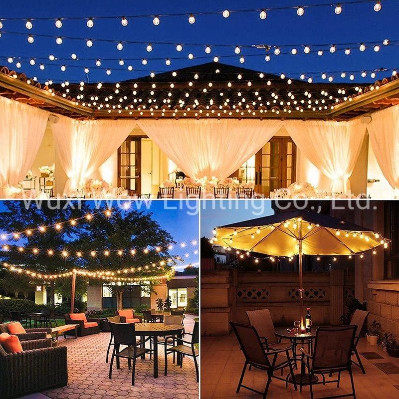 106.4FT 2-Pack Festoon Lights Outdoor, G40 Outdoor String Lights Mains Powered with 60+8 E12 Bulbs, IP44 Waterproof Garden Patio Outside Globe Fairy Light