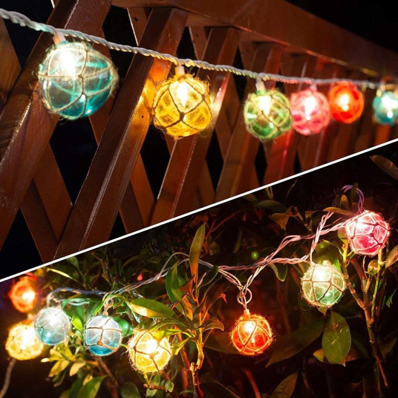 Warm White Indoor String Light 10 Nautical Fishing Floats Coastal Buoy Beach Theme Decoration for Bedroom Bathroom Window Christmas Tree