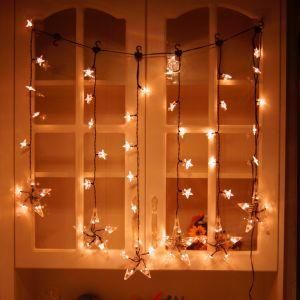 2017 Ce RoHS Safety Low Voltage 1*0.7m 60LED Memory 8 Function Transparent Star Pendant Curtain Light for Closet Cafes Home Yard Garden LED