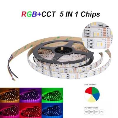 IP20 IP65 IP67 IP68 Holiday Christmas Lighting Waterproof 60LEDs/M 12mm FPC 5in1 Rgbww Rgbcct RGB+CCT 5050 LED Strip Light