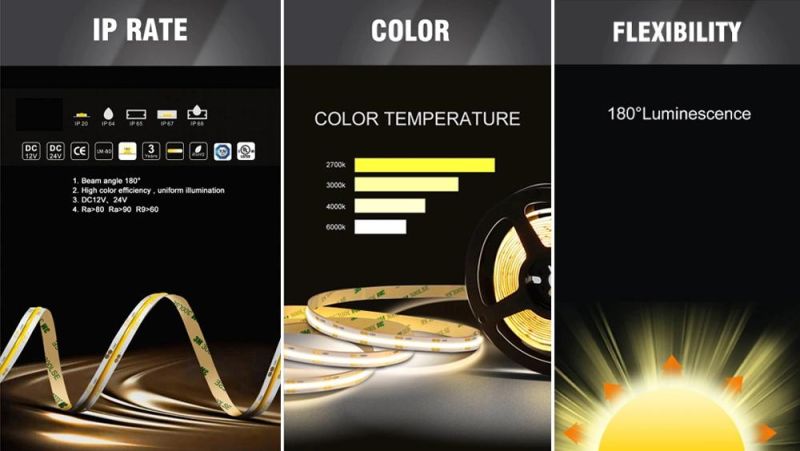 Colouring Flexible 360LED COB Light LEDs Type LED Strip 6000K