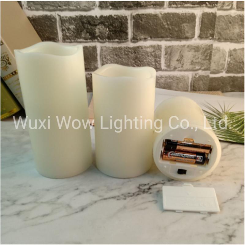 Three-Piece Ivory Wave Mouth Remote Control Function LED Candle Light Wedding Christmas Room Scene Decoration