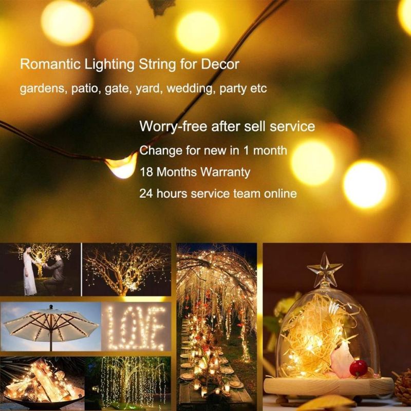 8 Modes 100/200/400 LED Solar Copper Wire String Lights for The New Year Christmas Party Decoration 10m/20m/400m