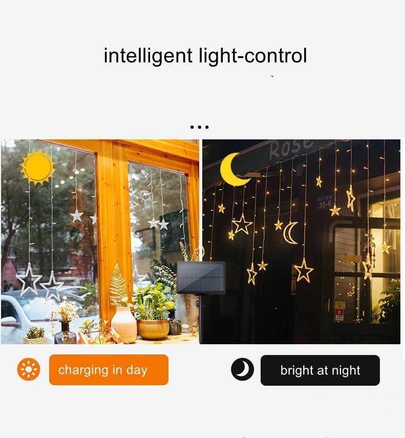 Moon Star LED Light String Decoration Solar Power