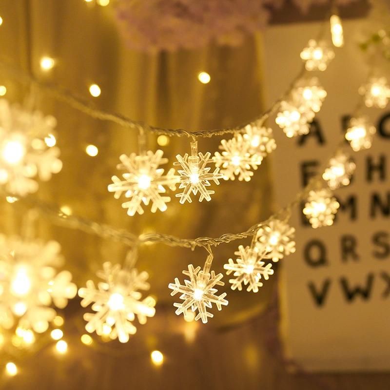 Snowflake String Lights, 1.5m 10LED String Lights White Snowflake Lights Snowflakes Plastic Fairy Lights Decorations