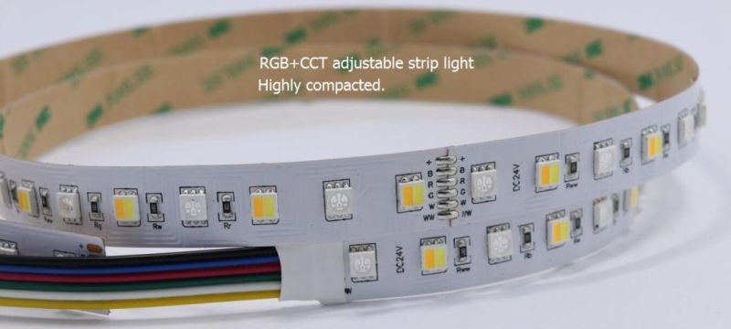 2018 Hot Sales SMD5050 Rgbww Adjustable Strip Light Waterproof 5 Chips in 1 LED Rigid Strip Light for LED Rope Lighting