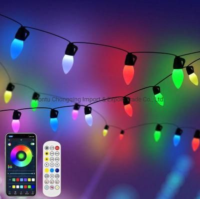 S14 G40 Smart LED String Light Ball, RGB 16 Million Colours Twinkle Lights, APP Control Strawberry Ball for Garden Holiday etc