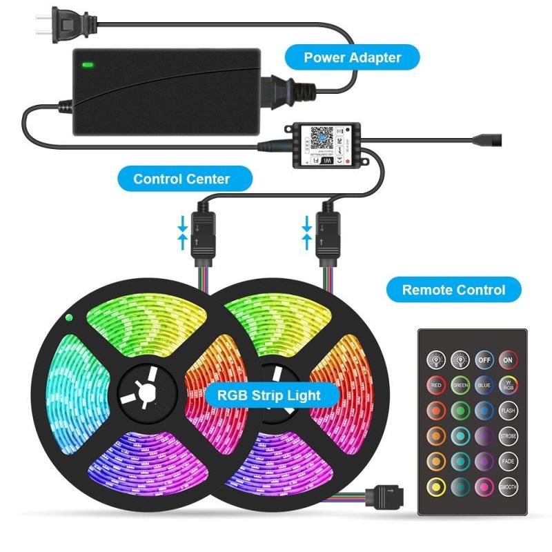 Wholesale 12V 5m 10m 15m 20m Waterproof WiFi 5050 RGB TV Backlight Flexible SMD LED Strip Lights with Alexa Google for Party Christmas Tree Decoration Price