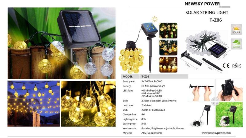 Outdoor Waterproof 10m String 100 LED Double Modes Christmas Halloween Solar Garden LED String Lights for Holiday Decoration