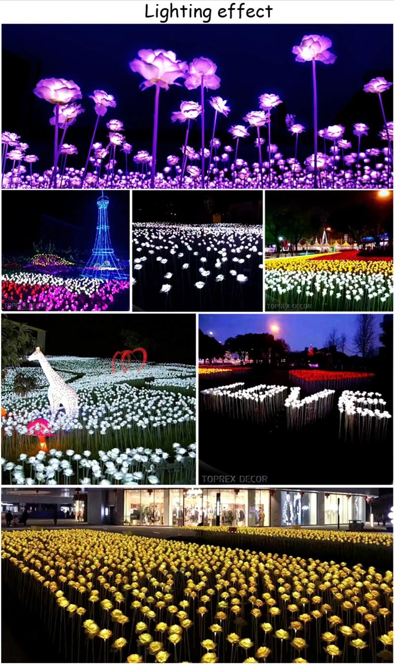 Garden Lights Wedding Favors Decorative Waterproof Outdoor Artificial LED Rose Flower Stem