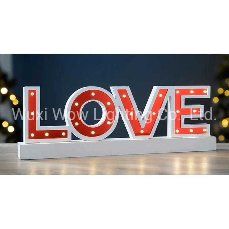 Sign with Base Christmas Decoration Wood 38 Cm - Red - Love
