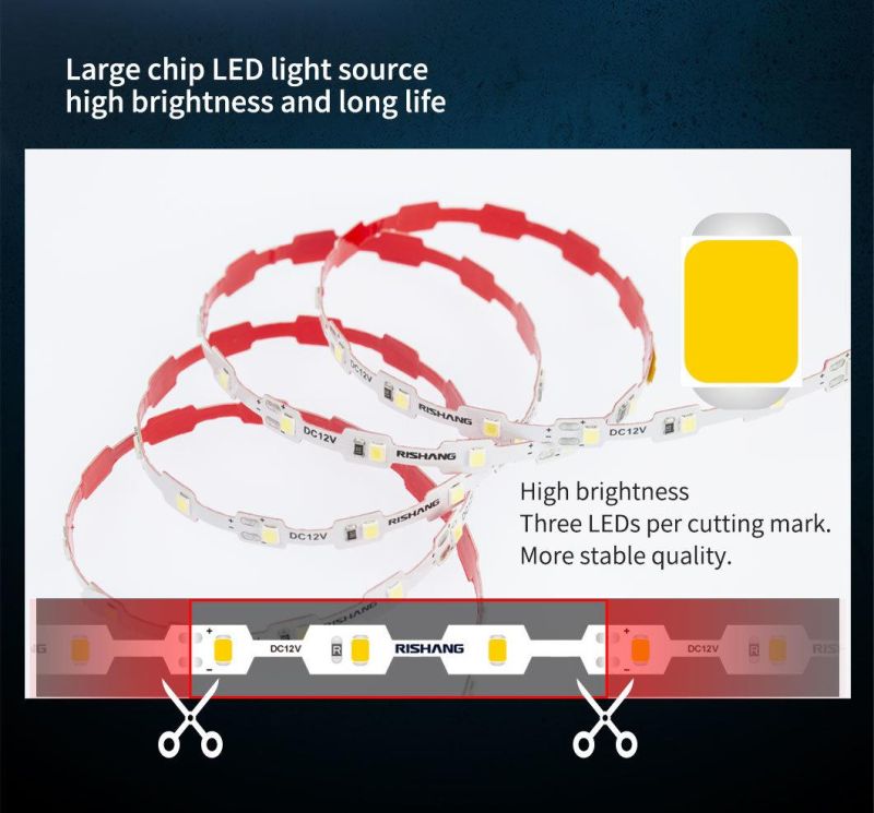 High Brightness Super Long 100m/Reel Zig-Zag Flexible LED Strip