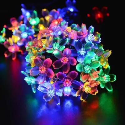 Outdoor Waterproof LED Solar Christmas Decoration Lights Peach Blossom Cherry Blossom Light String