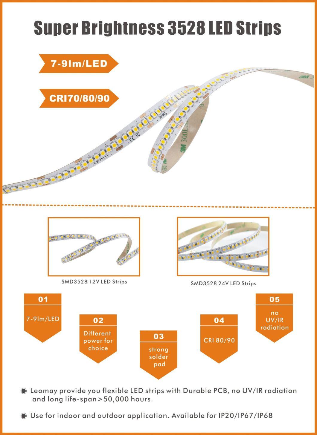 Flexible Decorative Light Colorful SMD3528 120LED/M LED Strip with CE, UL, RoHS