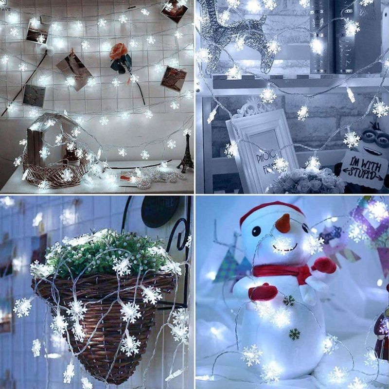 Snowflake String Lights, 1.5m 10 LED, Battery Powered String Light for Snow Theme Church Wedding Birthday Parties Decoration