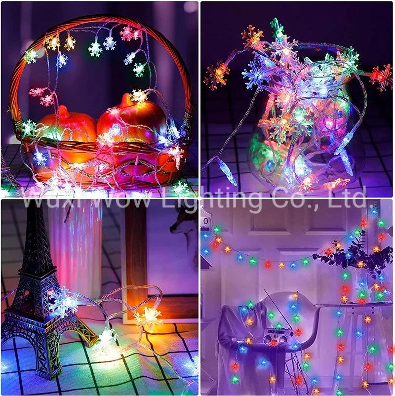 Snowflake Fairy Lights 5m 50PCS LED Battery Powered String Lights Multiple Color Changing Decoration for Christmas Bedroom Windows Curtain Wedding Birthday