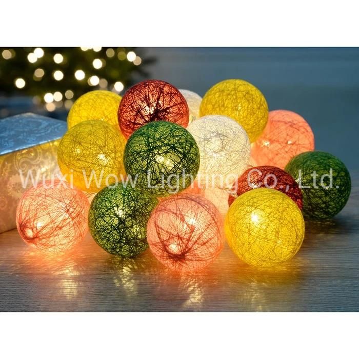 20 Cotton Ball Warm White LED Light String Christmas Decoration Multi Colour Christmas Lights Lighted Christmas Hanging Balls Decoration