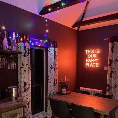 Drop Shipping No MOQ Christmas Holiday Home Decoration Custom Letter This Is Our Happy Place Flex Neon Sign LED for Bedroom