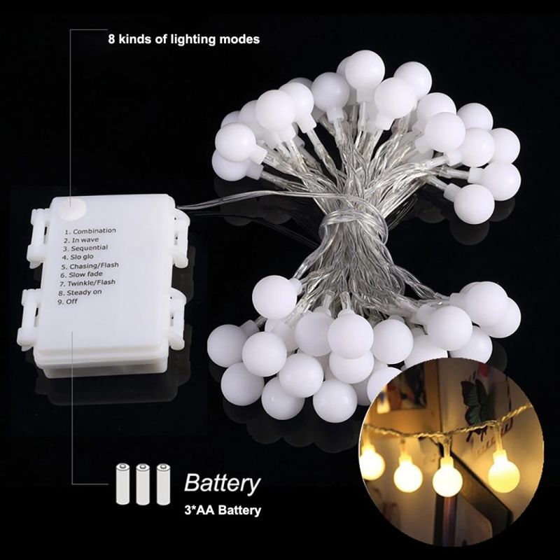 Remote Control Battery Operated Christmas Globe Twinkle Outdoor LED String Lights